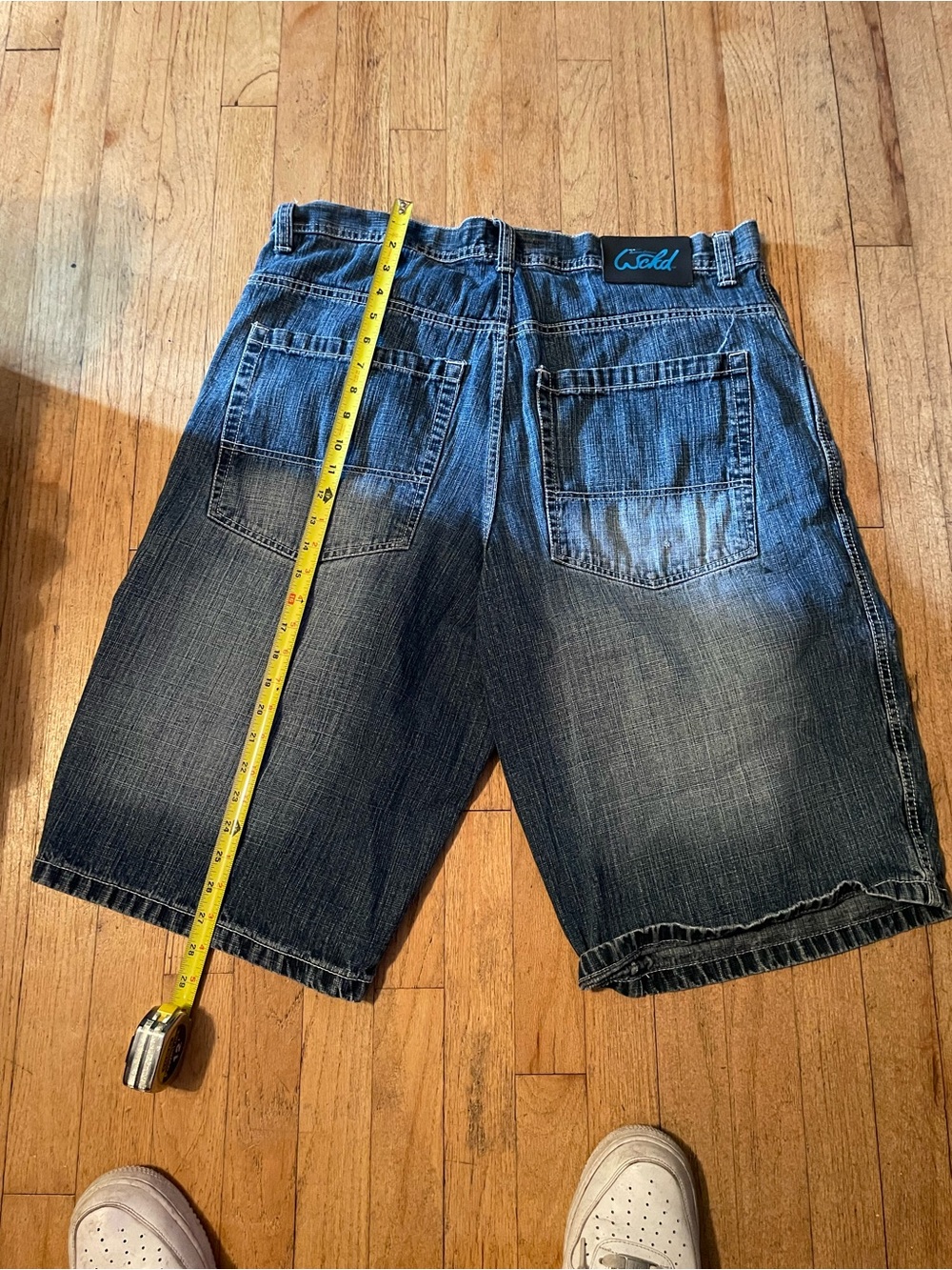 WOLF Men's Faded Blue Denim Shorts - Picture 3 of 4